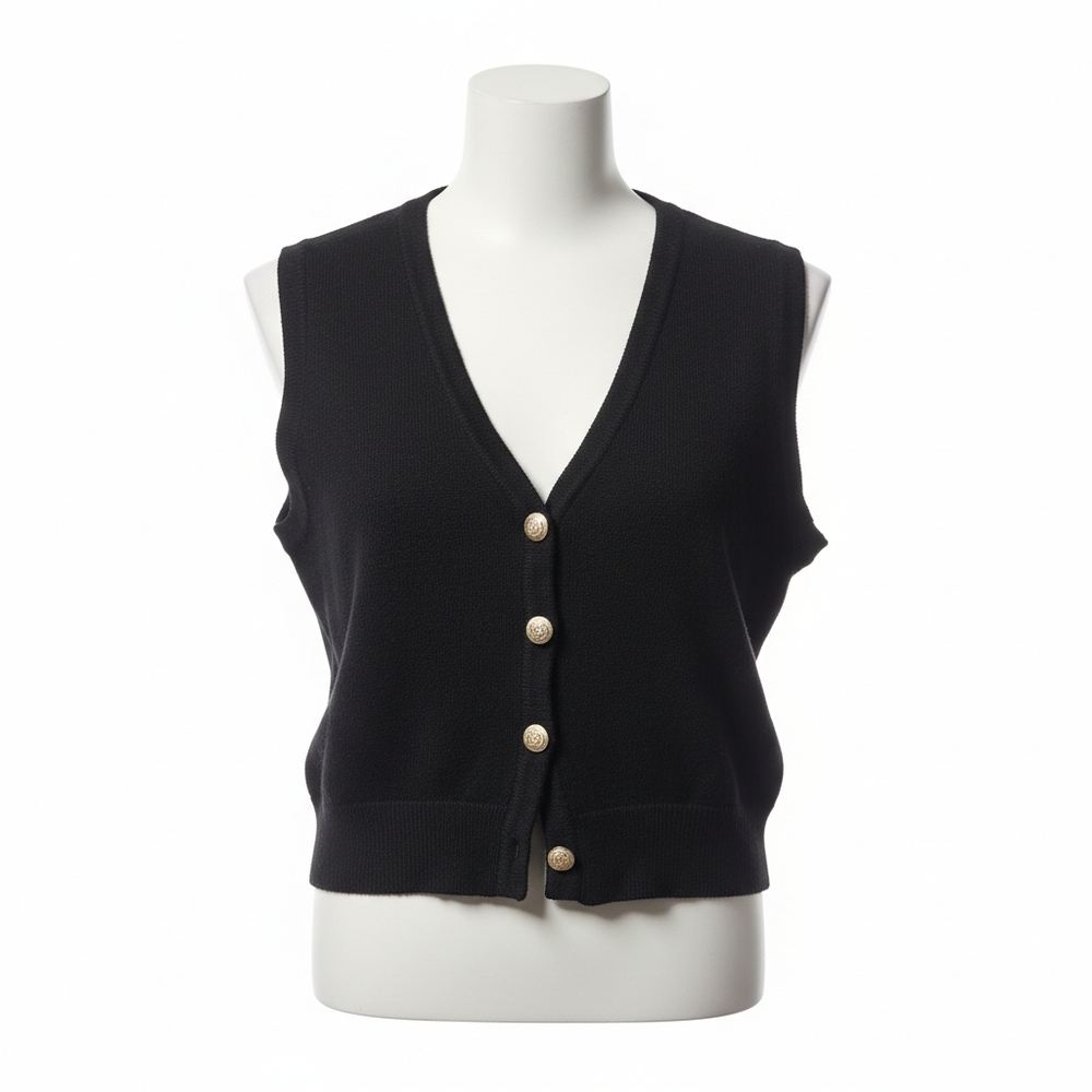 Cielo Black Sleeveless Button-Up Top